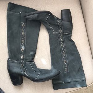 Vero Cuoio Blue Leather Boots Size 8 (EU 38)